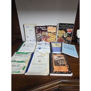 Lot Of 11 Vintage Spiral‎ Bound Church Recipe Books